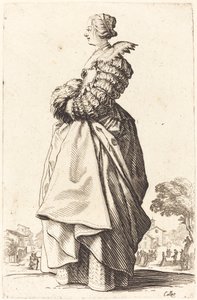 マフに手を入れた横顔の高貴な女性 作： Jacques Callot