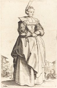 小さな帽子をかぶった高貴な女性、c。 16201623。 作： Jacques Callot
