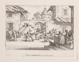 On tue le veau gras (The Large Calf is Killed)、シリーズ La vie de l より 作： Jacques Callot