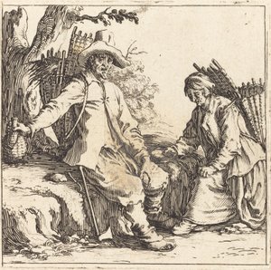 休憩中の農民夫婦 作： Jacques Callot
