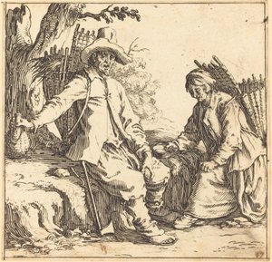 休憩中の農民夫婦 作： Jacques Callot
