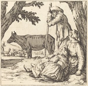 農民夫婦と牛 作： Jacques Callot