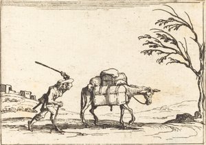 ロバを鞭で打つ農民 作： Jacques Callot
