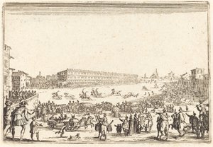 サンタ クローチェ広場、フィレンツェ、c。 1622年。 作： Jacques Callot