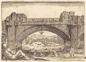 ヴェッキオ橋、フィレンツェ 作： Jacques Callot