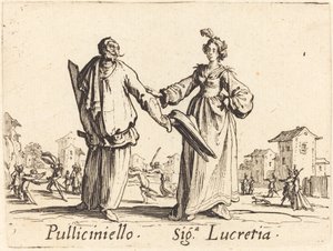 Pulliciniello と Siga。 ルクレティア 作： Jacques Callot