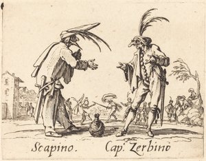 Scapino と Cap. Zerbino, c. 1622年。 作： Jacques Callot