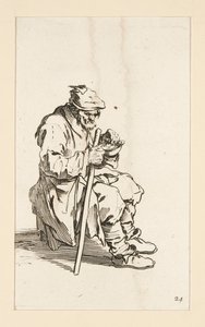 The Beggars より、座っている物乞い、食事 作： Jacques Callot