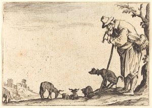 フルートを演奏する羊飼い 作： Jacques Callot