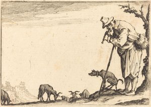 フルートを吹く羊飼い 1617年頃 作： Jacques Callot