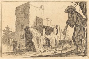 羊飼いと廃墟、c。 1622年。 作： Jacques Callot