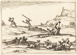 群れを守る羊飼い 作： Jacques Callot