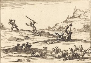 群れを守る羊飼い 作： Jacques Callot