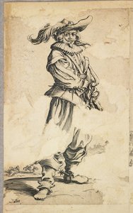 フェザードハットの兵士、ラノブレスデロレーヌ（verso）、c.1620-23 作： Jacques Callot