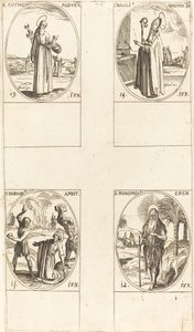 聖バルナバ、使徒、聖ホノフリウス、パドヴァの聖アントニオ、聖バジル大王。 作： Jacques Callot
