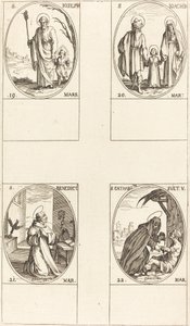 セントジョセフ; 聖ヨアヒム; 聖ベネディクト、アボット。 スウェーデンの聖カタリナ 作： Jacques Callot