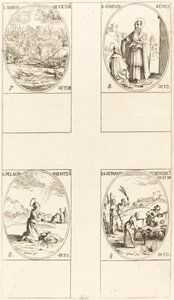 勝利の聖マリア、聖シメオン、預言者、聖ペラギア、聖。 レパラータとベネディクタ。 作： Jacques Callot
