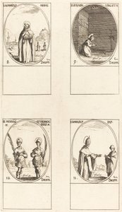 聖ロマリクス。 聖レオカディア; 駅。 メナとヘルモゲネス; 聖ダマソス 作： Jacques Callot