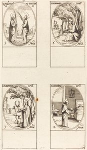 聖フィロテウスとテオティムス、聖レオナルド、聖フロレンティヌス、聖ゴドフリー。 作： Jacques Callot