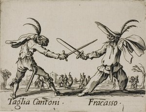 Taglia Cantoni - Fracasso、Balli di Sfessania のプレート 24 作： Jacques Callot
