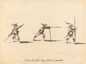 マスケット銃で射撃位置を取る 作： Jacques Callot