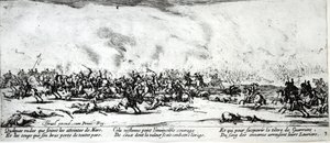 バトル、イスラエルのアンリエット（c.1590-1661）1633によって刻まれた「戦争の不幸と不幸」のプレート3 作： Jacques Callot