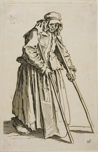 松葉杖の乞食と乞食の財布』（『乞食たち』より10枚目 作： Jacques Callot