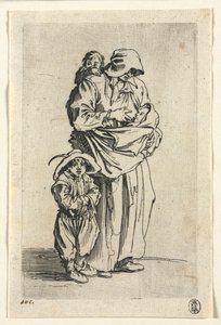 乞食：母親と彼女の3人の子供、c。 1623年。 作： Jacques Callot