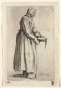 物乞い: 施し鉢を持った物乞いの女 作： Jacques Callot