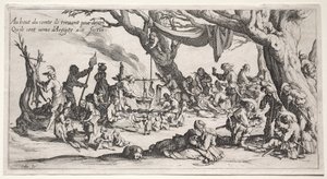 ザ・ボヘミアンズ停留所。ボヘミアンの饗宴」、1621年から1625年頃。 作： Jacques Callot