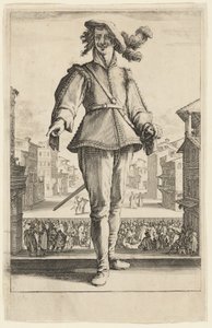 船長または恋人、イタリアの 3 人のコメディアンより 作： Jacques Callot