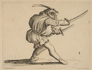 Duelliste aux Deux Sabres The Varie with Two Sabres、from Varie Figure Gobbi、s ...、1616-22。