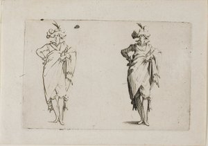 The Caprices より、右手を腰に当てて正面から見た紳士 作： Jacques Callot