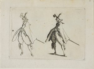 The Capricesより、正面から見た大きなコートを着た紳士 作： Jacques Callot