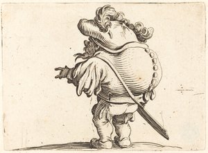 羽のついた帽子をかぶったせむし男 作： Jacques Callot