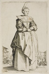 小さな帽子をかぶった女性、『ラ・ノブレス』より1枚目 作： Jacques Callot