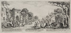 大戦争の大惨事：乞食と瀕死、1633年。 作： Jacques Callot