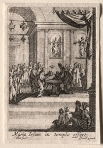 聖母の生涯：神殿でのキリストの紹介。 作： Jacques Callot