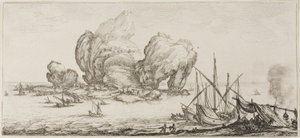フィレンツェでデザインされたさまざまなシーンからの海戦 作： Jacques Callot