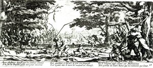 イスラエルのアンリエット（c.1590-1661）1633によって刻まれた農民の復讐、「戦争の不幸と不幸」からのプレート17 作： Jacques Callot