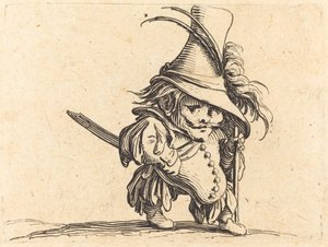 背の高い帽子をかぶった太鼓腹の男 作： Jacques Callot