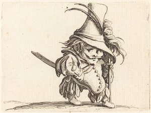背の高い帽子をかぶった太鼓腹の男 作： Jacques Callot