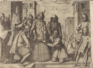 スペインの貧しいクラレス教会のために最初の石を敷設する女王 [裏面] 作： Jacques Callot
