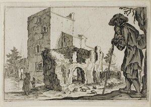 カプリスより羊飼いと廃墟 作： Jacques Callot