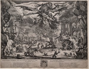 聖アントニウスの誘惑2番目のバージョン、1635年。 作： Jacques Callot