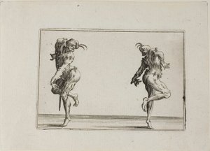 二人のパンタロンが背を向ける（『気まぐれ』より 作： Jacques Callot