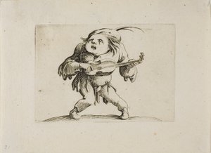 ヴァリエ・フィギュア・ゴビより、ギターを弾くぐらついた男 作： Jacques Callot