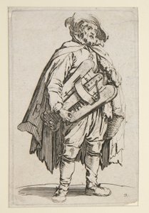 The Beggars (Le Joueur de Vielle) のハーディガーディ奏者 作： Jacques Callot