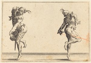 踊る 2 つのパンタロン、c。 1622年。 作： Jacques Callot