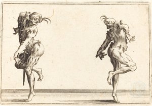 踊る 2 つのパンタロン、c。 1622年。 作： Jacques Callot